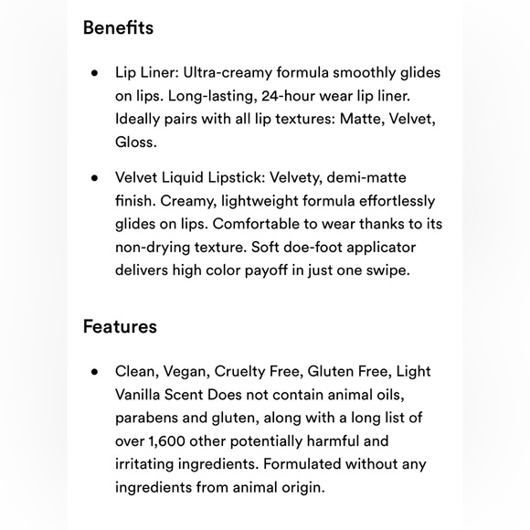 KYLIE COSMETICS Velvet Lip Kit in Color Charm (705) w/3 piece Bag Set 🆕 - Picture 10 of 11